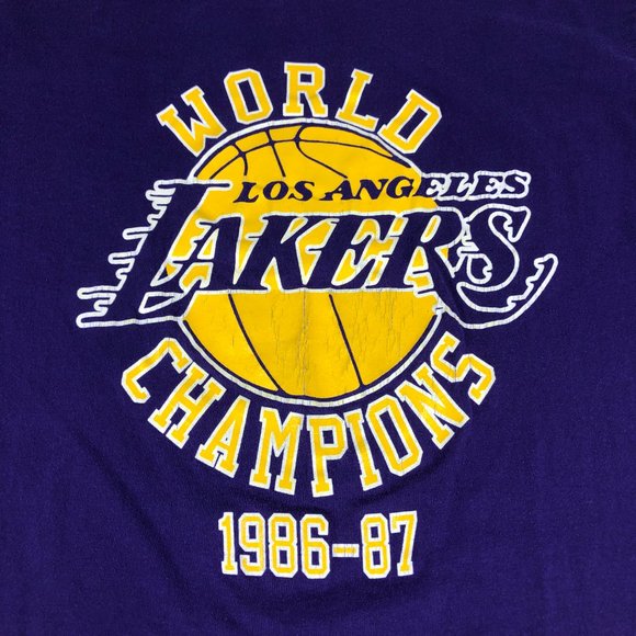 VTG 80s NBA Champ Los Angeles Lakers Shirt Adult Small* Purple Single Stitch Tee - Picture 5 of 12
